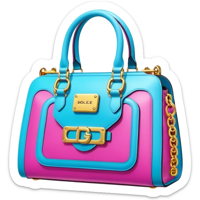 Ultra realistic futuristic cyberpunk vivid and bright dolce and Gabbana bag, 3d rendering, 8k sticker