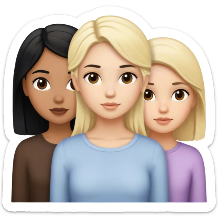 3 girls, a blond, a brunette, and black hair. All 3 are pretty sticker