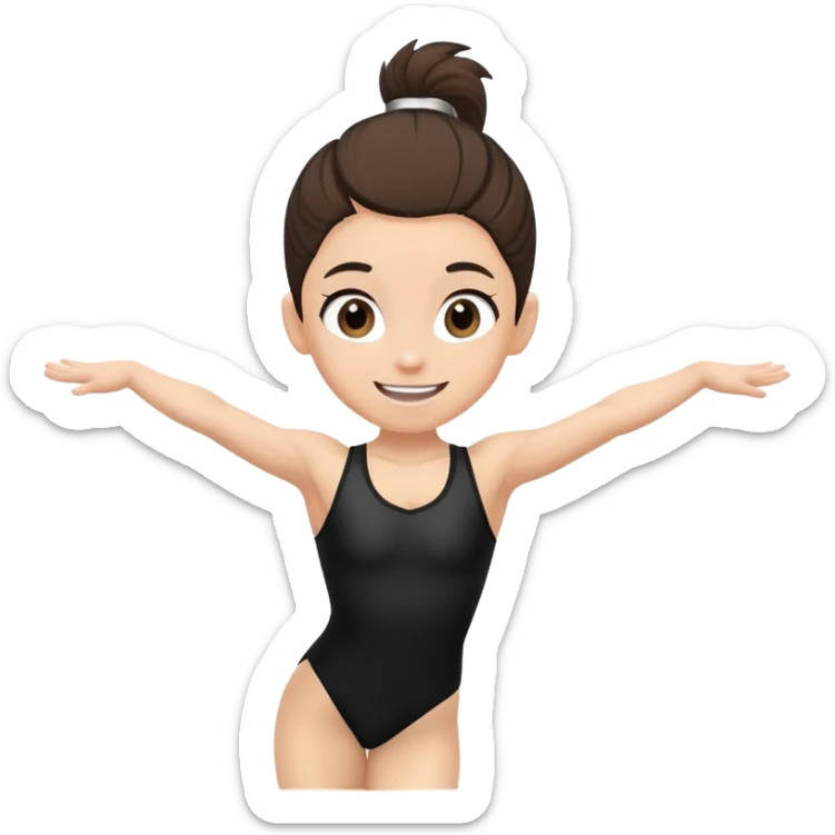 "A gymnast in black outfit with a smile and a look of surprise (normal skin) sticker