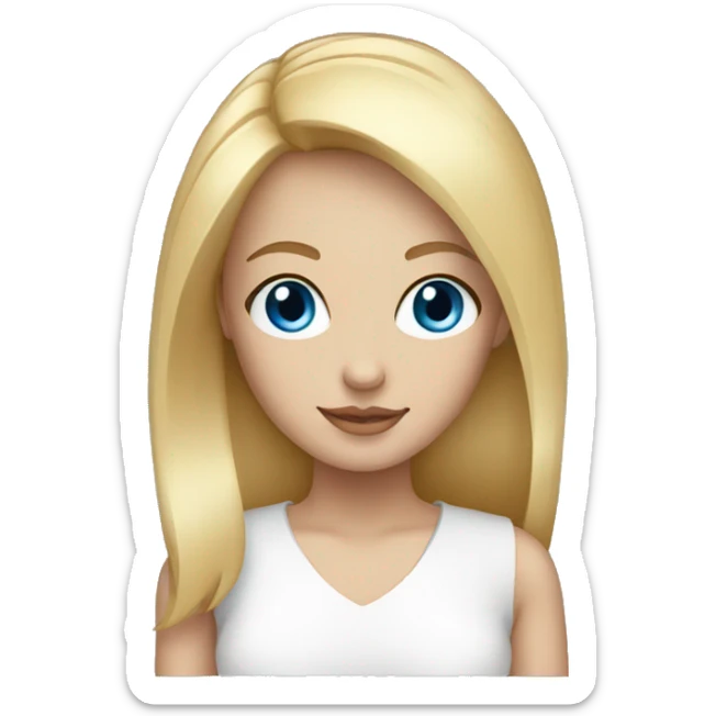 Cute woman with straight blonde hair and blue eyes sticker