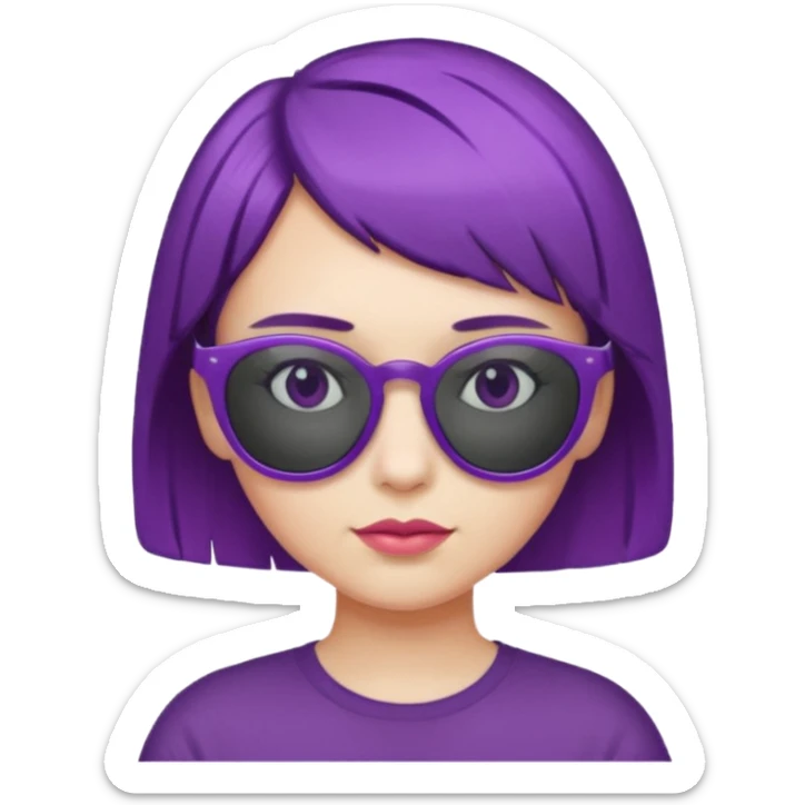 girl with short purple hair and sunglasses on hair sticker