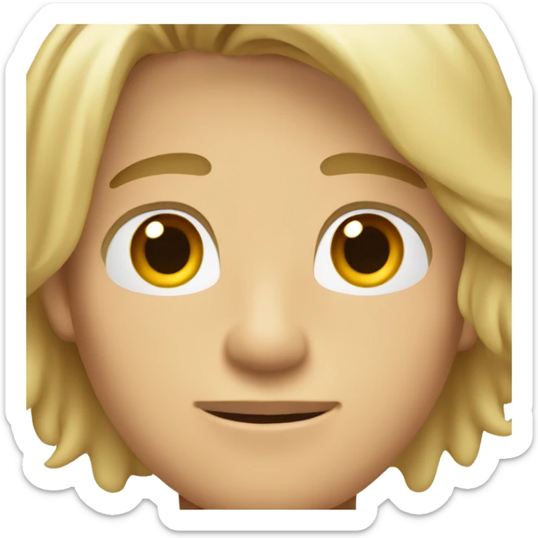 A guy with blond hair and brown eyes in a black T-shirt sticker