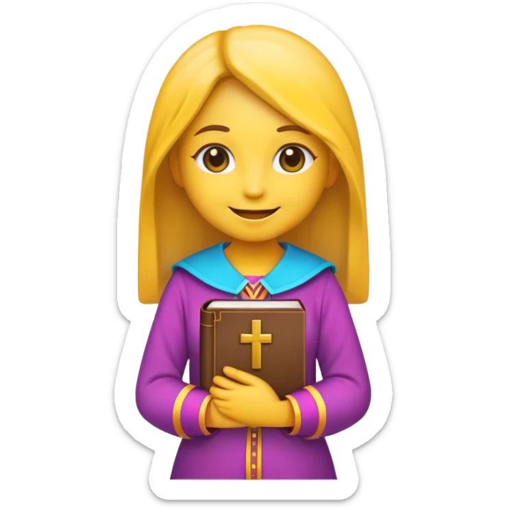 GIRL EMOJI SMILEY FACE WITH BIBLE AND COLORFUL OUTFIT sticker
