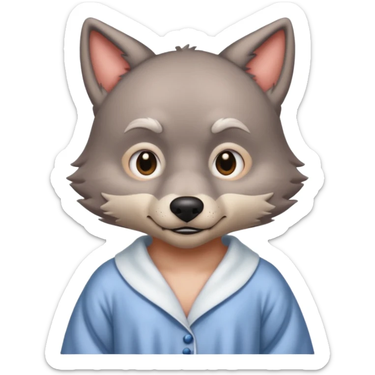 The big bad wolf put on Grandma's clothes and disguised itself as a human. sticker