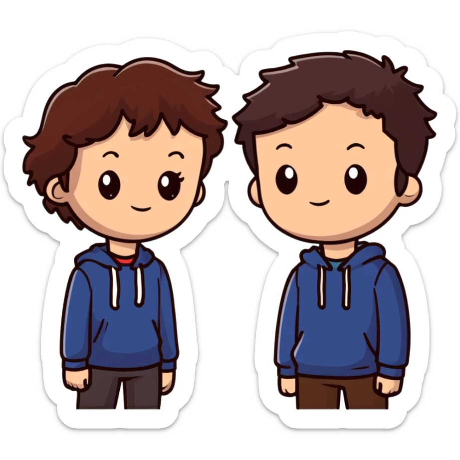 Hannah Baker with brown hair and Clay Jensen standing close together, emotional teenagers from 13 Reasons Why sticker