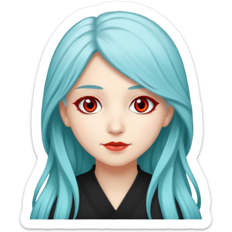 Long Cyan Haired Light Red Eyes White Skin Arabic American Girl Named Zackie Hatzune Kubota sticker