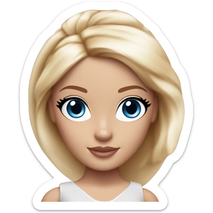 Barbie ballerina stile blond hair blue eyes white skin sticker