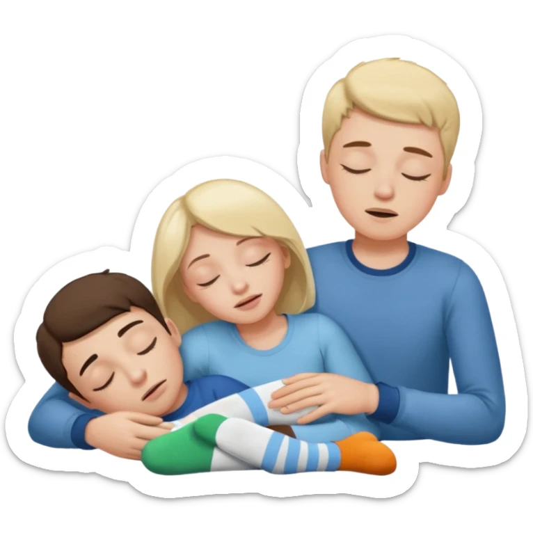 Create an emoji scene where a woman has fainted and is lying down, and a boy is holding his socks near her nose to help bring her back to consciousness. There should be nothing else in the scene.only one boy and girl sticker