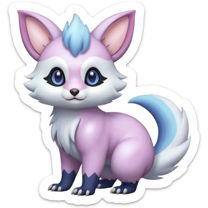 Shiny Iridescent Pale Pastel Whitish Bright Furret-Absol-Noibat-Hybrid (Full body) sticker