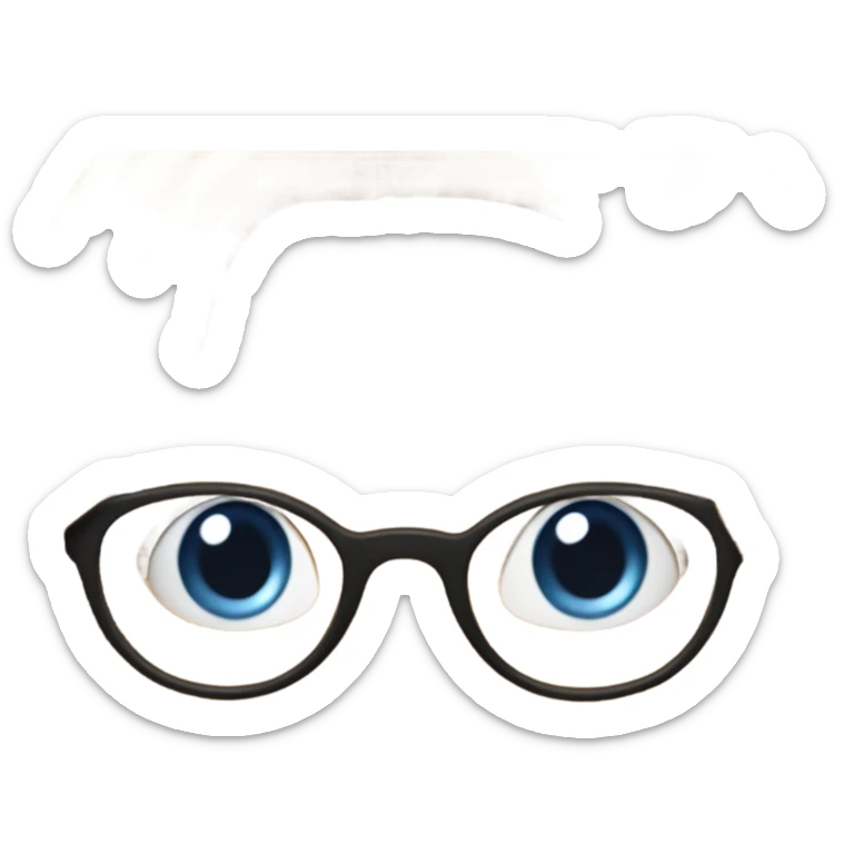 White girl with long caramel hair, blue eyes, freckles glasses sticker