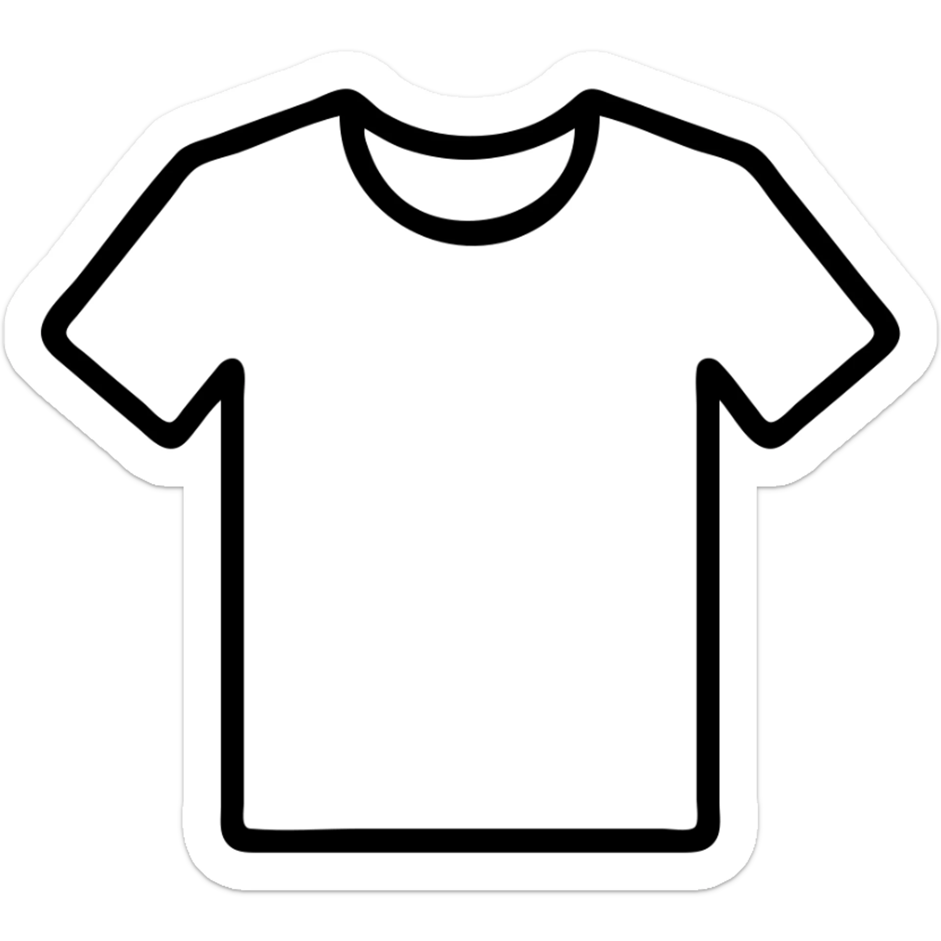 minimal icon of a white t-shirt, simple black outline, no fill sticker
