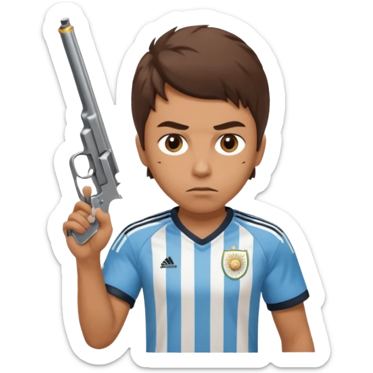 haz un turro con una biszera para atras y con un arma remera argentina pero arma de fuego que tenga un revolver  solo sticker