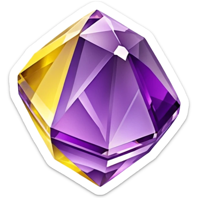 chatoyant gemstone crystal layered colors purple and yellow 3d png background sticker