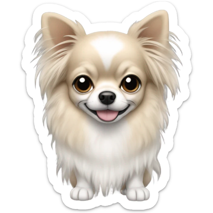 Long hair Chiwawa with black color ears and whiter color sticker