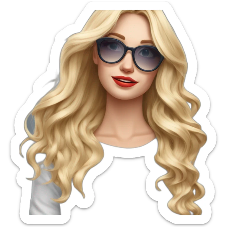 Blonde Frau Schulterlange Balayage mit Strähnchen mit Brille und red bull in der Hand sticker
