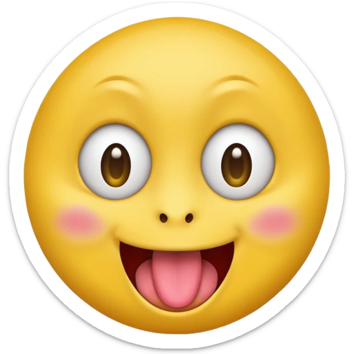 Freaky ahh yellow face emoji smiling with tongue out and eyes wide open sticker