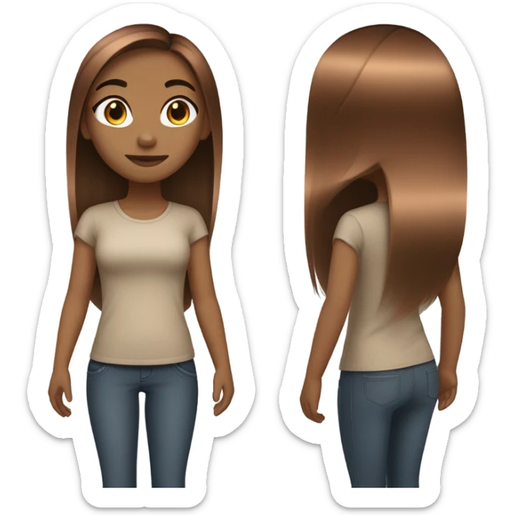blasian girl with copper straight shoulder lenght hair. sticker
