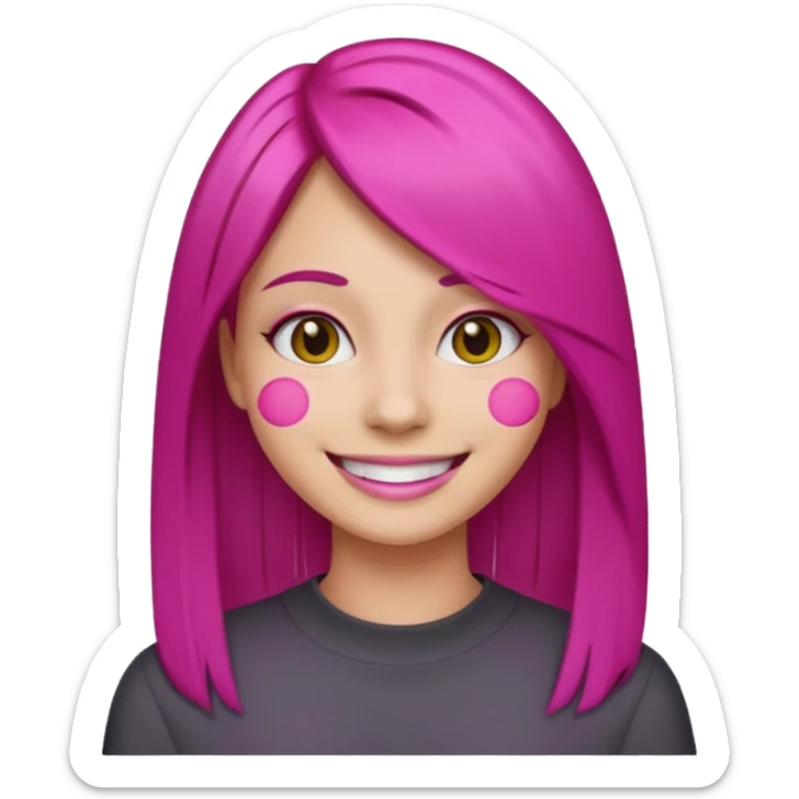 fuchsia charcoal color dyed straight hair on a woman emoji sticker