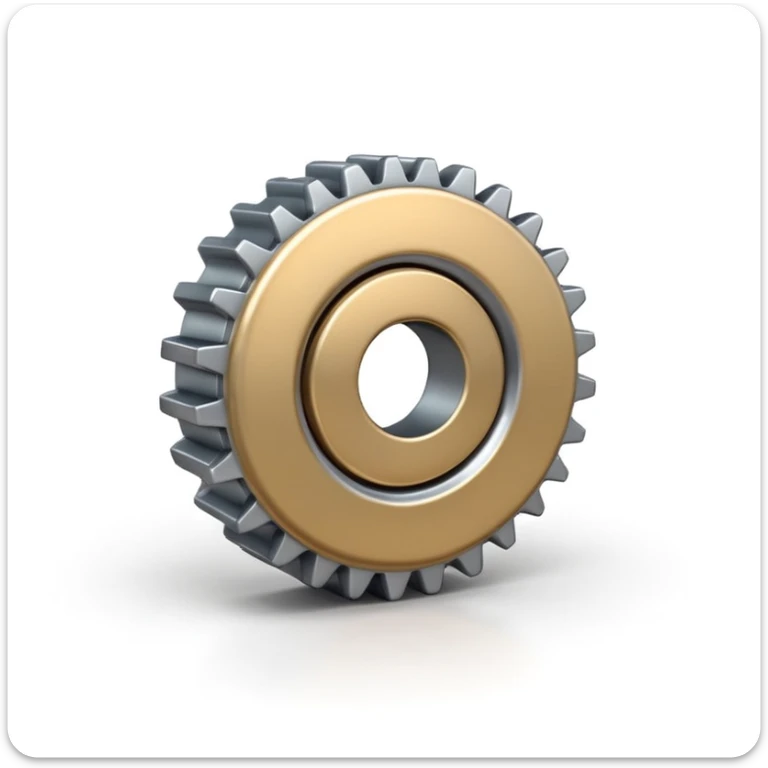 High-quality 3D emoji of a metallic silver gear, Apple iOS emoji style, realistic shading, soft shadows, glossy and rounded, centered on white background, 4K resolution sticker