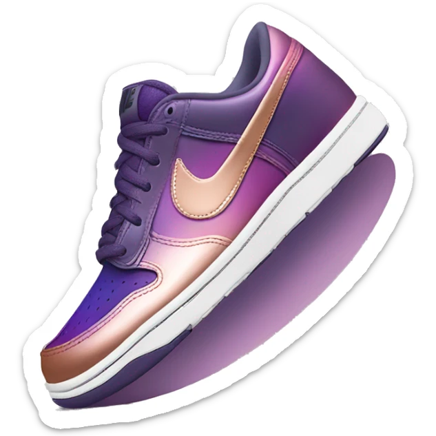 photorealistic pair of metallic dark purple to rose gold ombre Nike Sneakers sticker