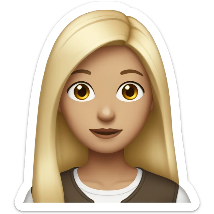 20 year old woman, straight dark brown hair with blonde tips, fair skin, almond eyes sticker