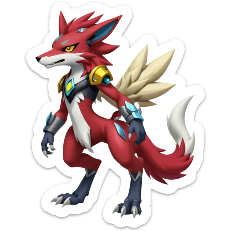  Cool Edgy Godly Digimon-Zoroark-Zeraora-Lycanroc-Medabot full body sticker