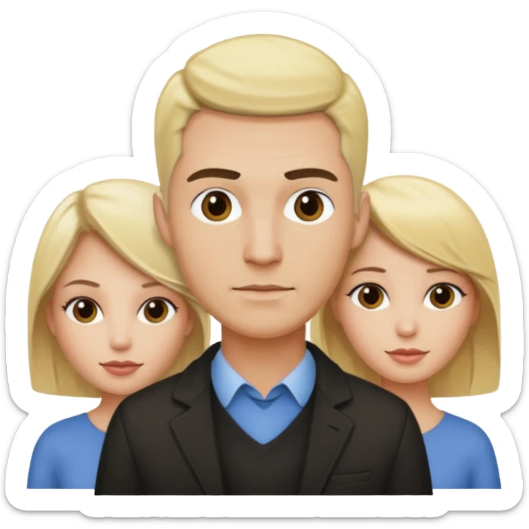 Two blonde women and a man with skin head and dark hair  sticker