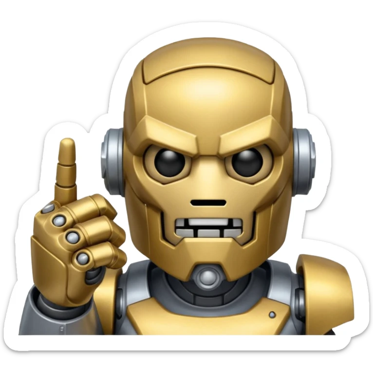 create an emoji with blitzcrank  (the league of legends champion)face in a sigma gigachad version that does the pose where u put ur index finger on top of your mouth to tell enemies to shut up or to signal that u mewing sticker