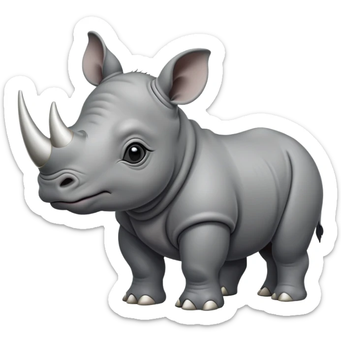 cinematic-noble-baby rhinoceros-portrait-emoji,slate grey hide -poised-and-regal,-with-a-massive,-powerful-build-and-a-thick,-deep-set-soulful-piercing-eyes,-simplified-yet-sharp-and-sophisticated-features,-highly-detailed, large black eyes sticker
