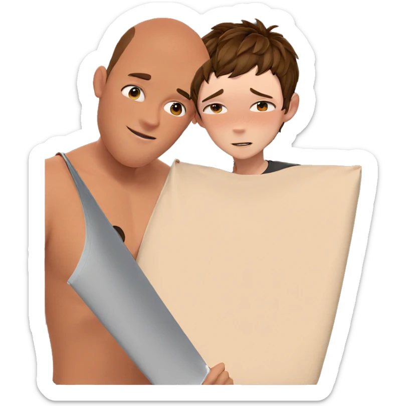 brown-haired boys in blush sticker