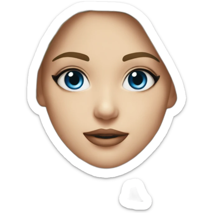 hiperrealista-mujer blanca-pelo largo morena-ojos azules-expresión dulce sticker