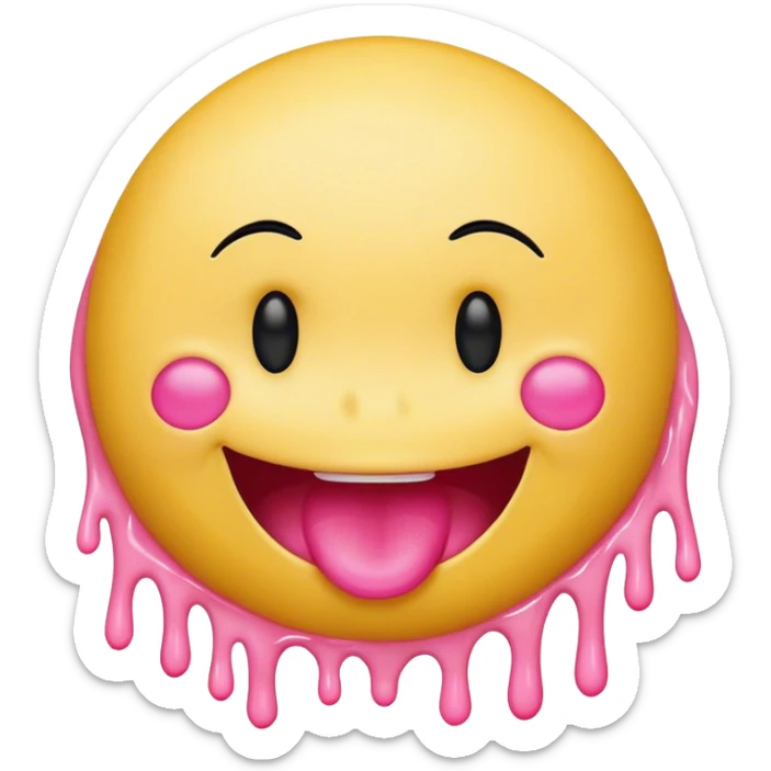 smiley yellow face with pink goo coming out of the side of its head sticker