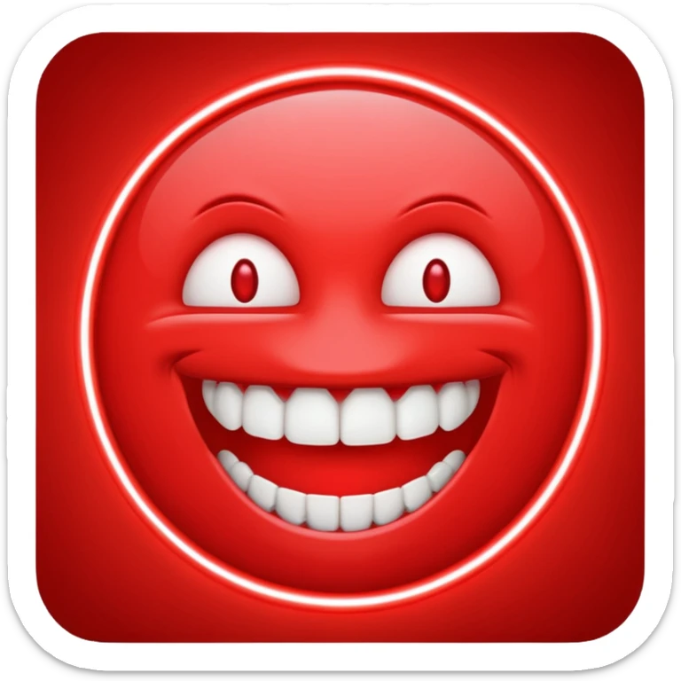 can you make me a red neon emoji out of the word "Ego" with teeth beside it  sticker