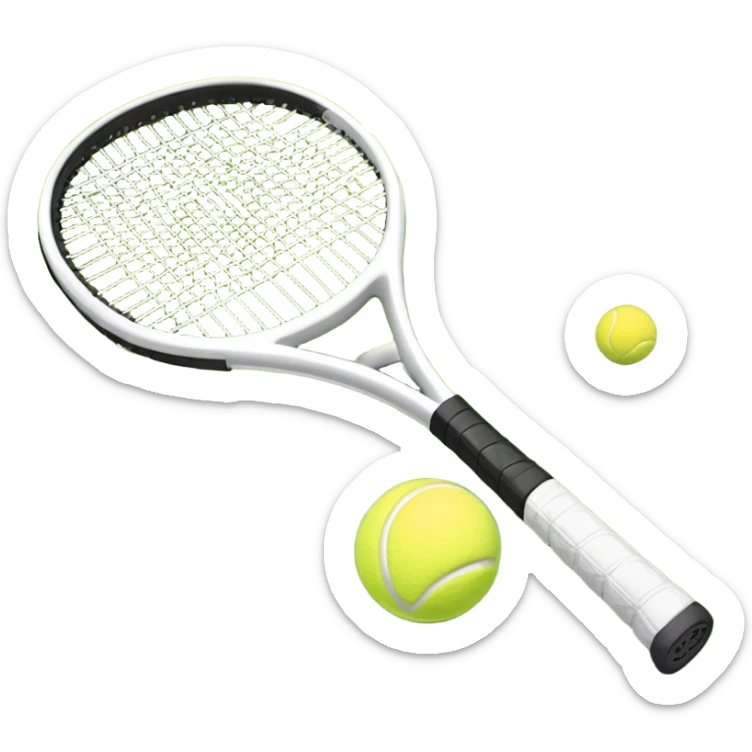 A tennis racket and ball on a grass or hardcourt surface, symbolizing the sport. The racket has a sleek design with tightly strung strings, while the bright tennis ball rests nearby, capturing the essence of precision, agility, and competition. sticker