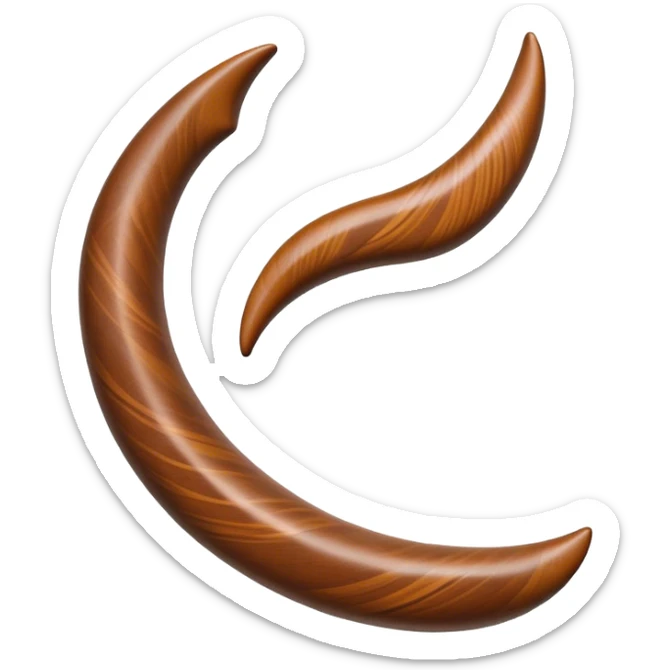 Cinematic Realistic Boomerang Emoji, depicted as a sleek, curved traditional Aboriginal tool rendered with detailed textures and a dynamic sense of motion, symbolizing cultural significance and natural craftsmanship under warm earthy lighting. sticker