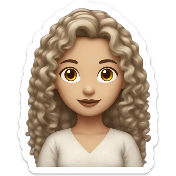 White skin color pakistani girl with curly long hair sticker