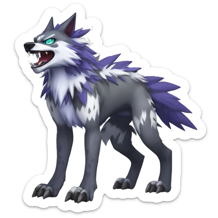  Cool Edgy Digimon-Fakemon-Garurumon-Loogamon-Dorulumon-Wolf with edgy markings full body sticker
