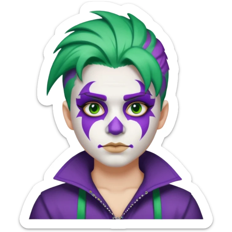 Glitter Purple and White Joker Gangster Green Hair sticker