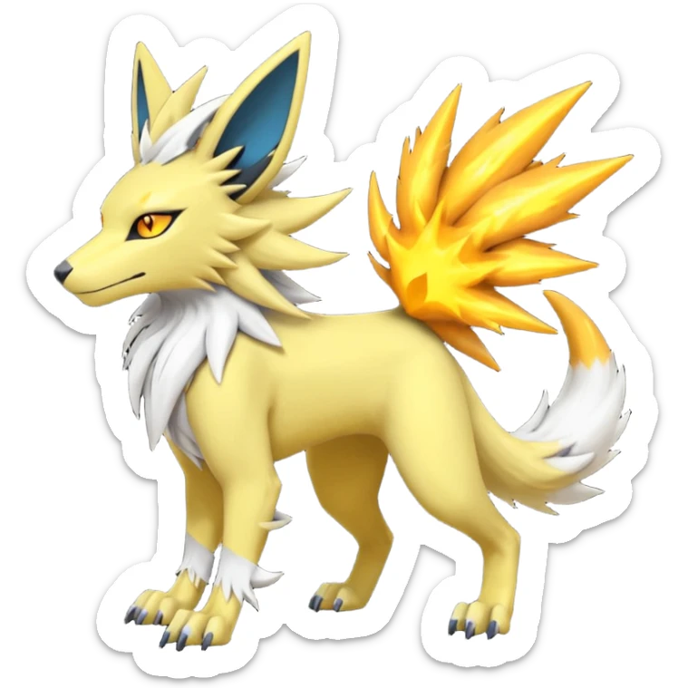 Feral Quadrupedal Digitigrade Luxray-Jolteon-Renamon-Zeraora-Vernid-Sergal-fusion-hybrid-creature, full body  sticker