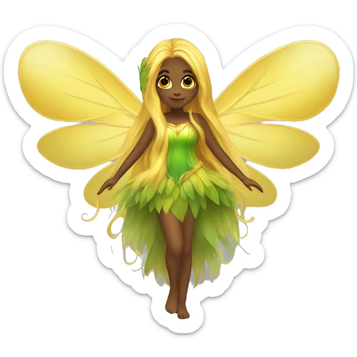 Beautiful, fairy, gold, yellow, green, long hair, big wings sticker