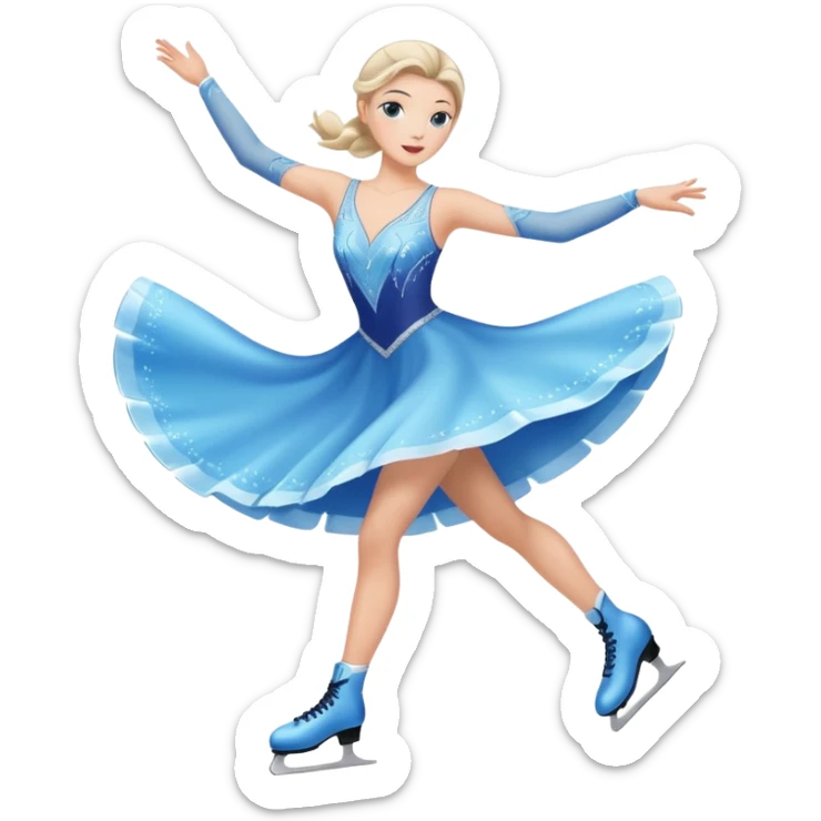 buz pıstının ustunde kayan,yarısma ıcın elbıse gıymıs ve artıstık hareketler yapan kadın emojısı  sticker