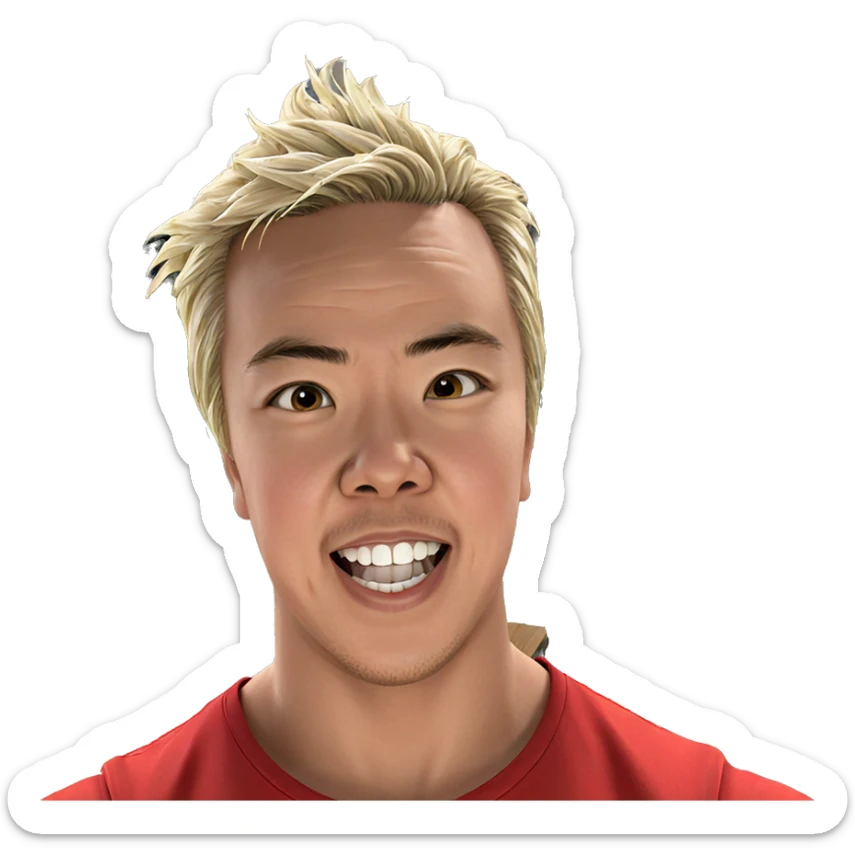 blonde boy in red shirt sticker