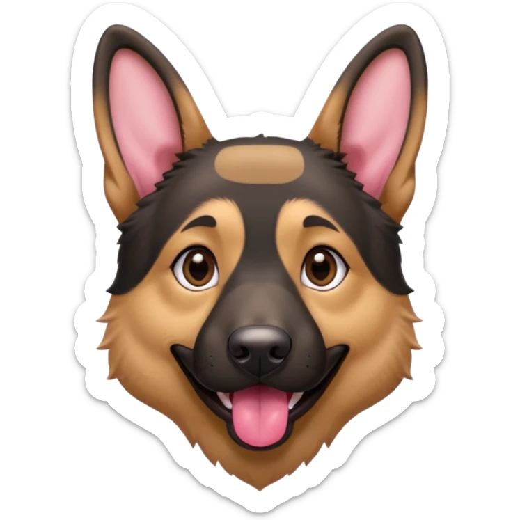 cartoon style dark German Shepherd dog with longer tongue hanging out  sticker