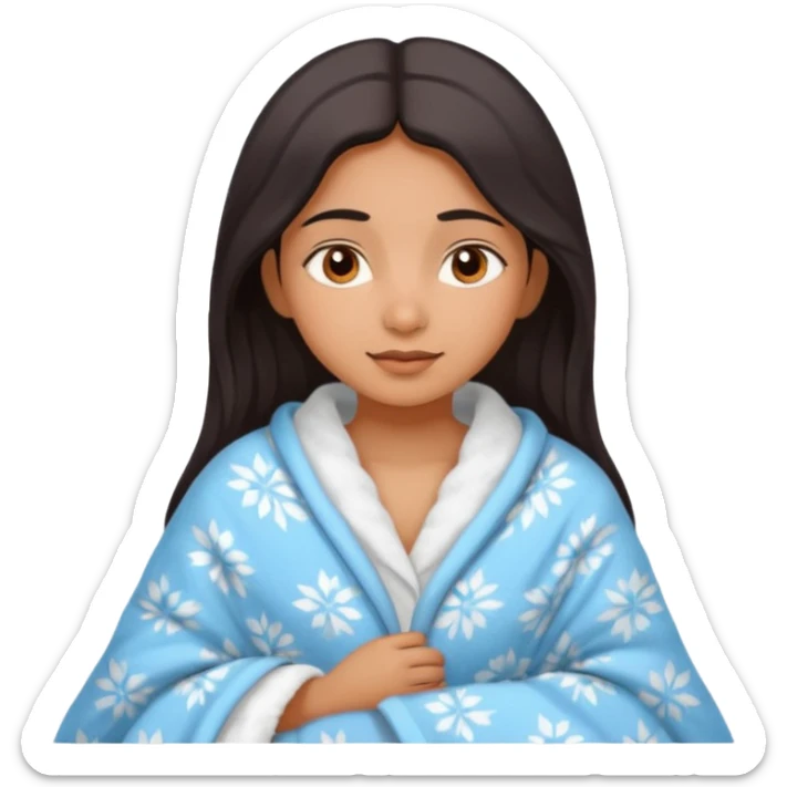 a pretty bratz fair indian girl covered in blanket, wearing pajamas sticker