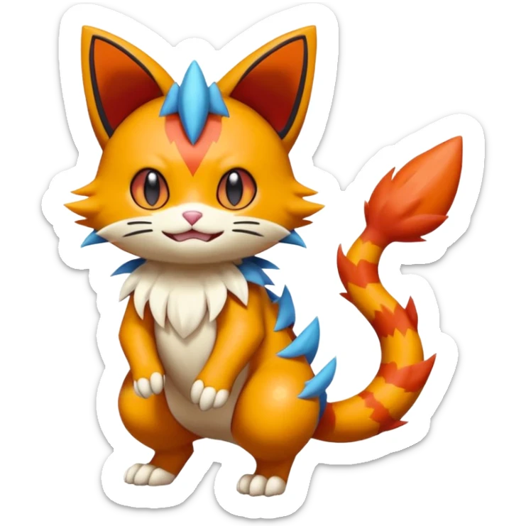 Sprigatito-Floragato-Meowscarada-Torracat-Pokémon-Fakémon-hybrid-fusion-creature (full body) sticker