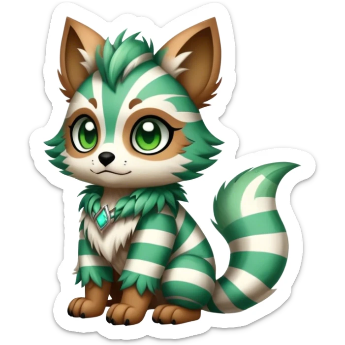 cute Kawaii edgy shy fantasy animal fursona Fionbri Vernid creature by griffsnuff & LiLaiRa & Falvie with with cool stripes patterns full body sticker