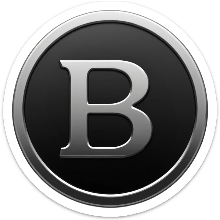 Emoji icon of a metal coin with engraved letter 8, minimalist style, isolated, only black color sticker