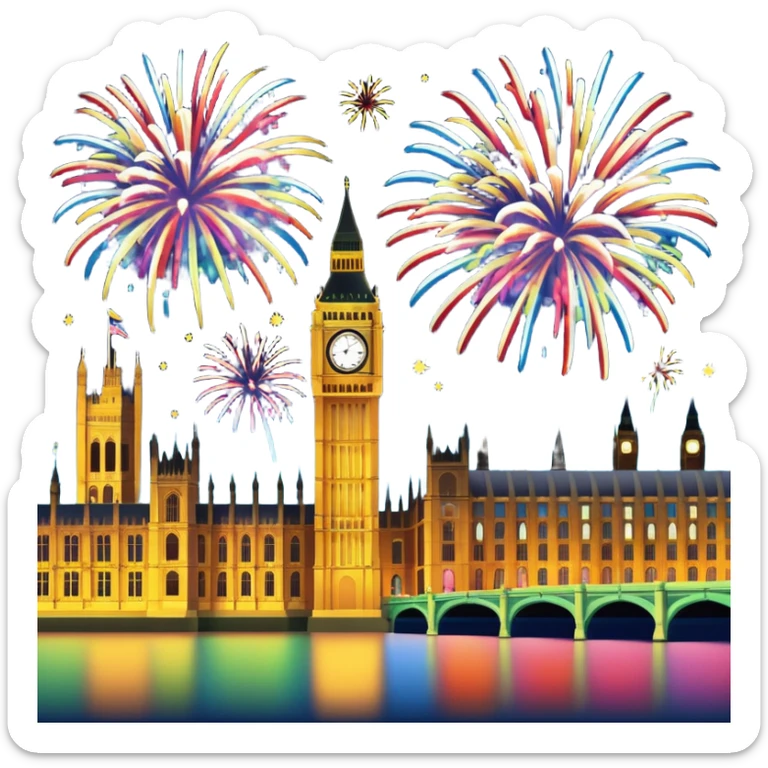 Fireworks over Big Ben and Houses of Parliament London  sticker