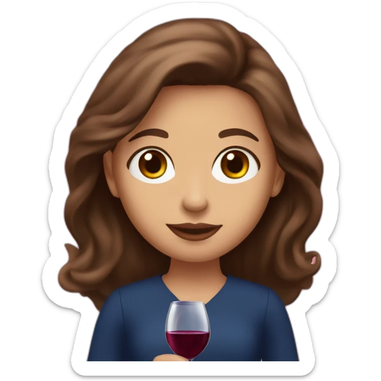 girl with long brown hair and brown eyes, pink lips, with a glass of wine and KPMG background sticker