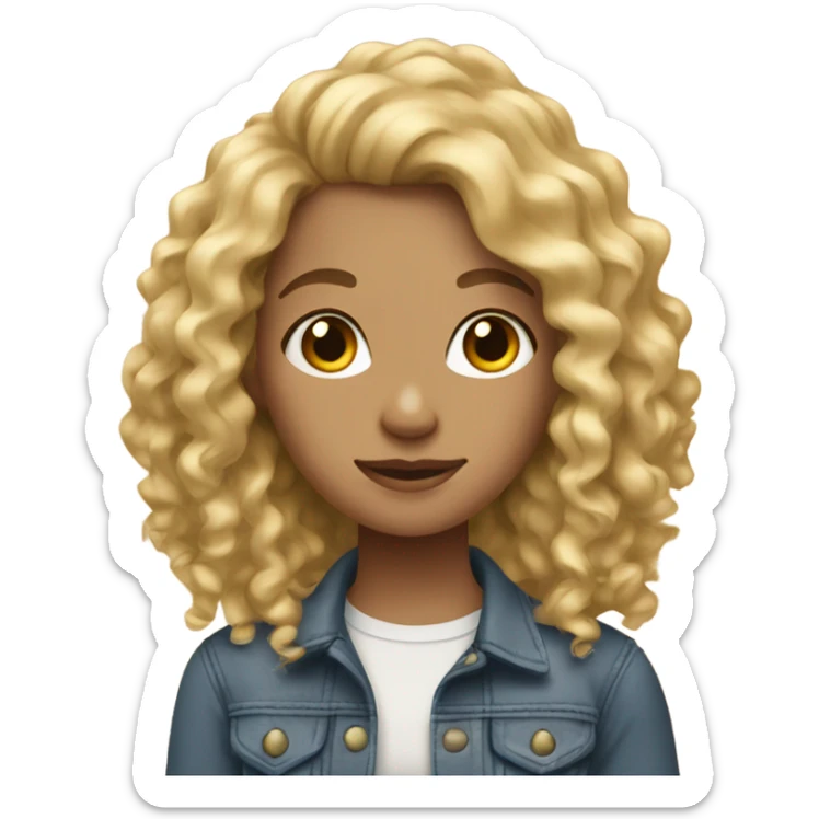 Teen girl with blonde curly hair  sticker